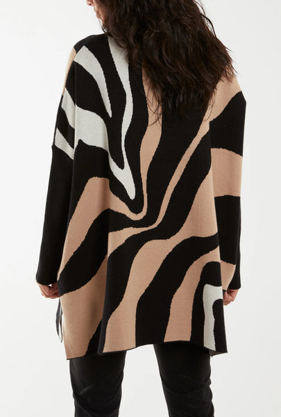 ABSTRACT SWIRL HIGH NECK JUMPER