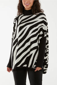 Zebra High Neck Knit