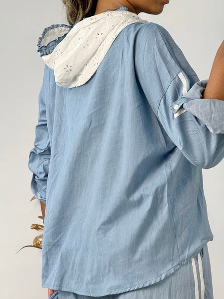 Light Blue Hooded Top