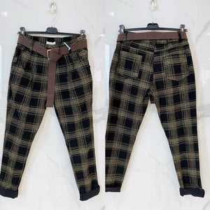 Black with gold check pants