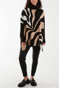 ABSTRACT SWIRL HIGH NECK JUMPER