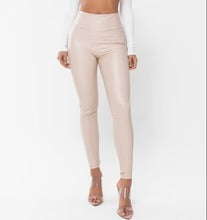 Cream Pu Leggings