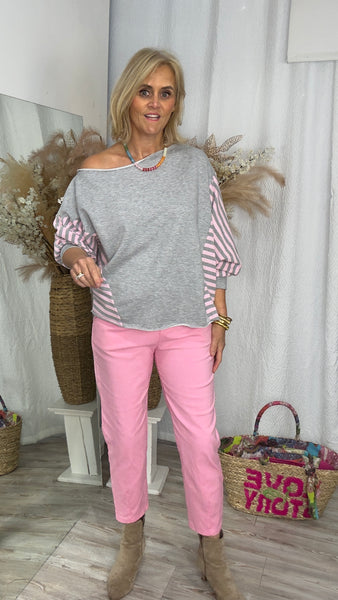 Grey Stripe Sweatshirt